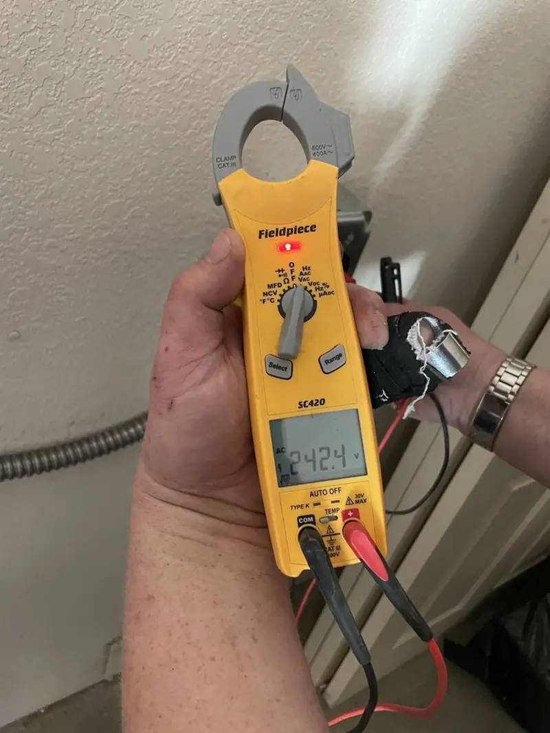 Voltage testing with clamp meter during Generator Installation in Colusa